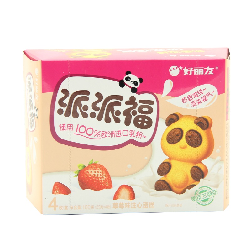 好丽友熊猫派派福草莓味4块100g