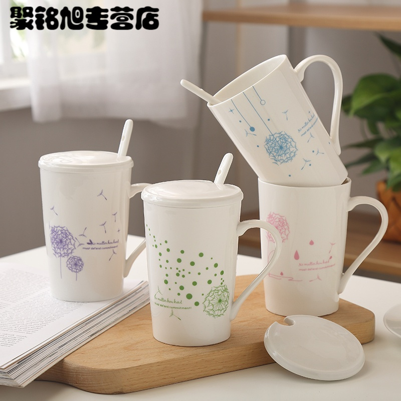 陶瓷杯咖啡杯创意杯子情侣水杯带盖茶杯牛奶杯学生马克杯家居家用生活日用家庭清洁生活日用家居器皿水具水杯