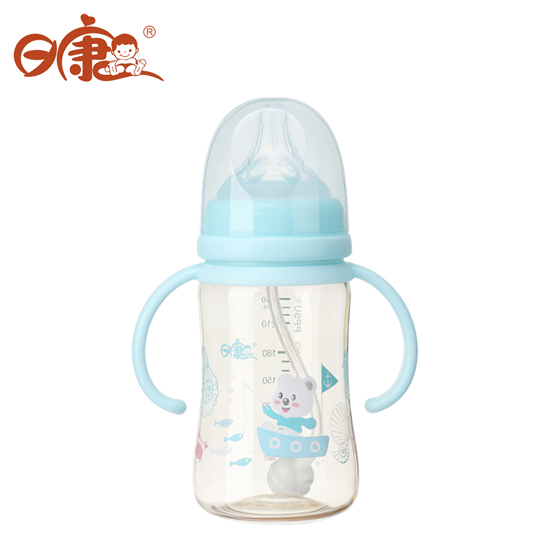 [苏宁自营]日康(rikang)宽口有柄自动奶瓶(240ML ppsu)RK-3165 PPSU带手柄吸管