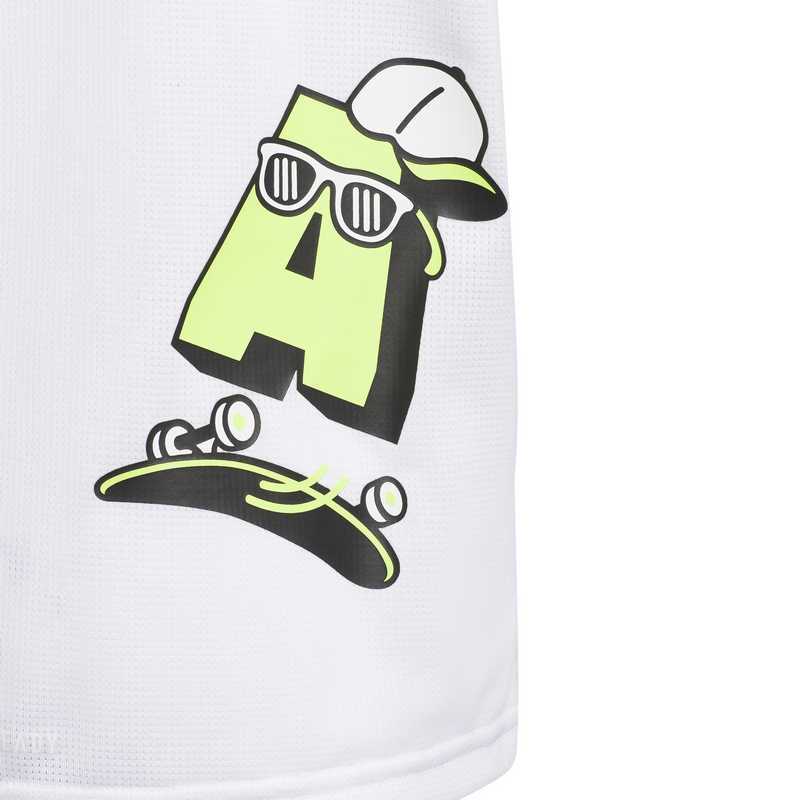 adidas童装卡通手绘字母印花速干运动休闲短袖t恤男童白色iq1007