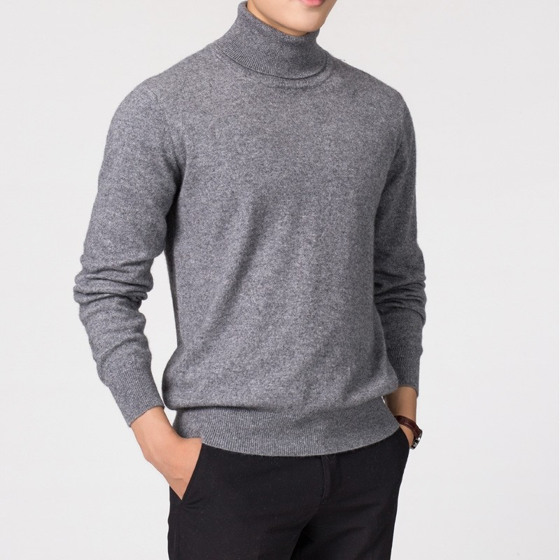 羊绒衫男士秋冬高翻领套头18新款大码宽松针织羊毛衫加厚毛衣