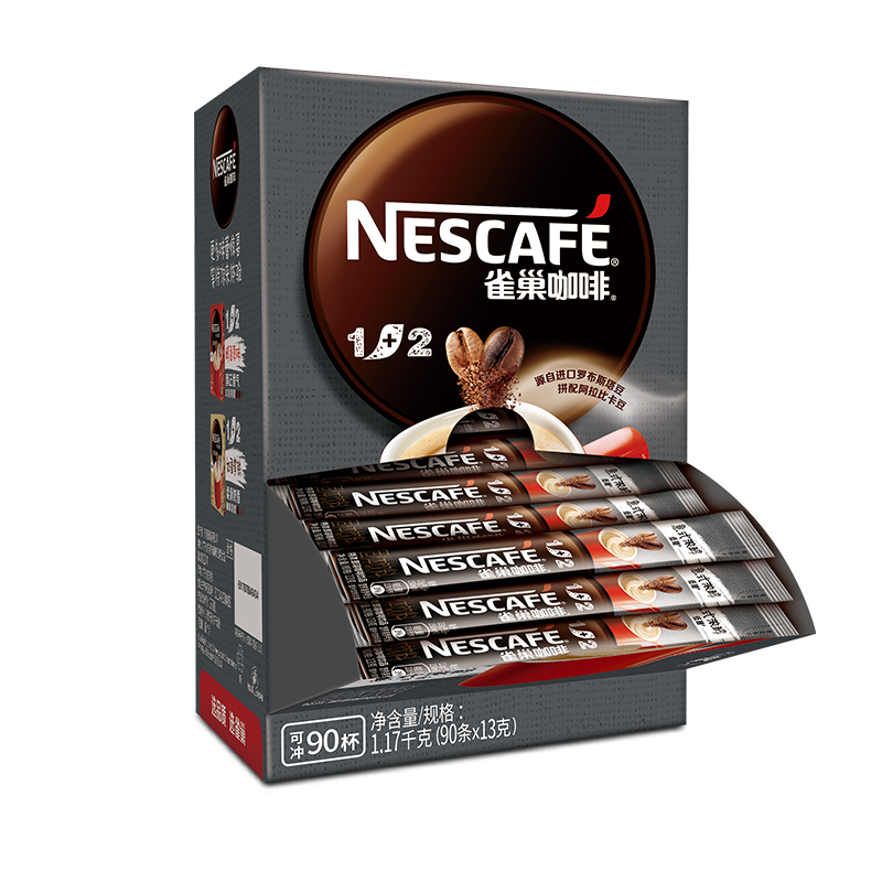 雀巢(Nestle)咖啡1+2特浓三合一速溶咖啡90条盒装 冲调饮品1170g