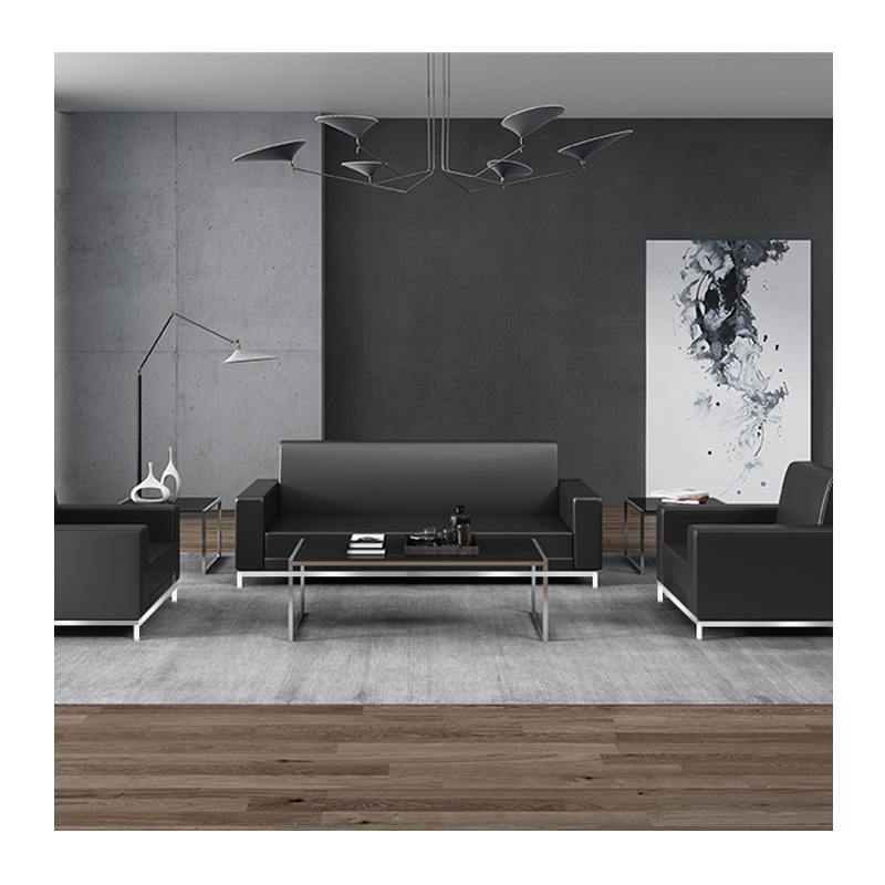 豫恒玖6318办公沙发套组黑色西皮113人位黑色