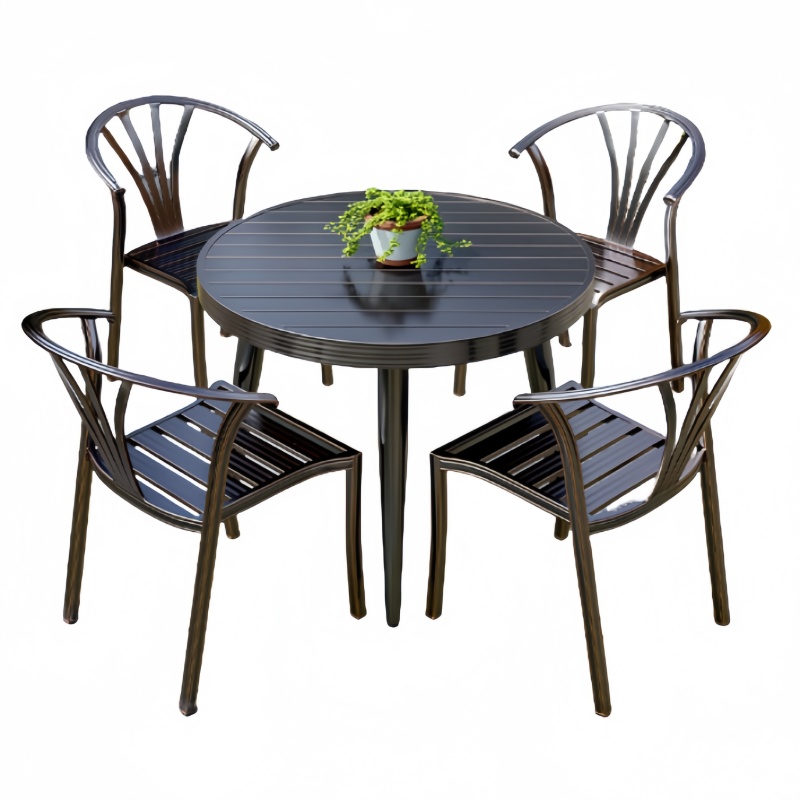 攸形户外圆桌80*80cm+4椅套