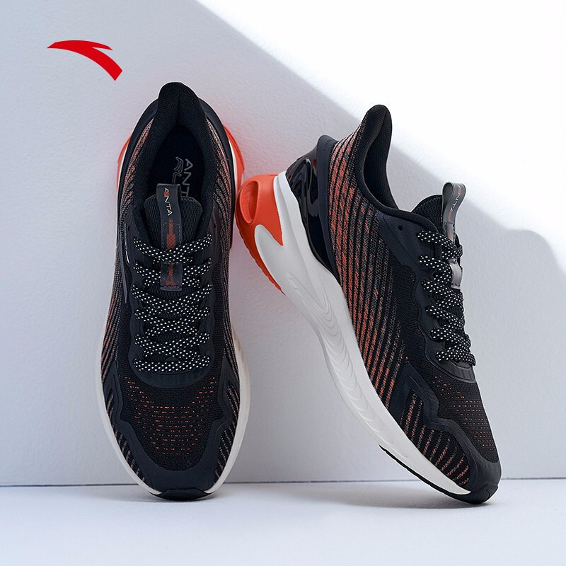 安踏男鞋运动鞋男2020秋季edge20跑鞋缓震耐磨鞋子黑岩浆橙439