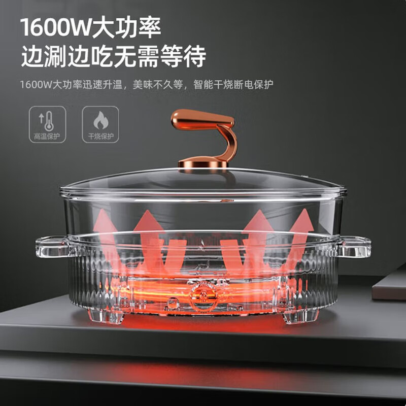 迈卡罗(Macaiiroos) (C) 多功能电热锅家用炒菜锅电炒锅火锅蒸煮炖一体 MC-BD157*高清大图