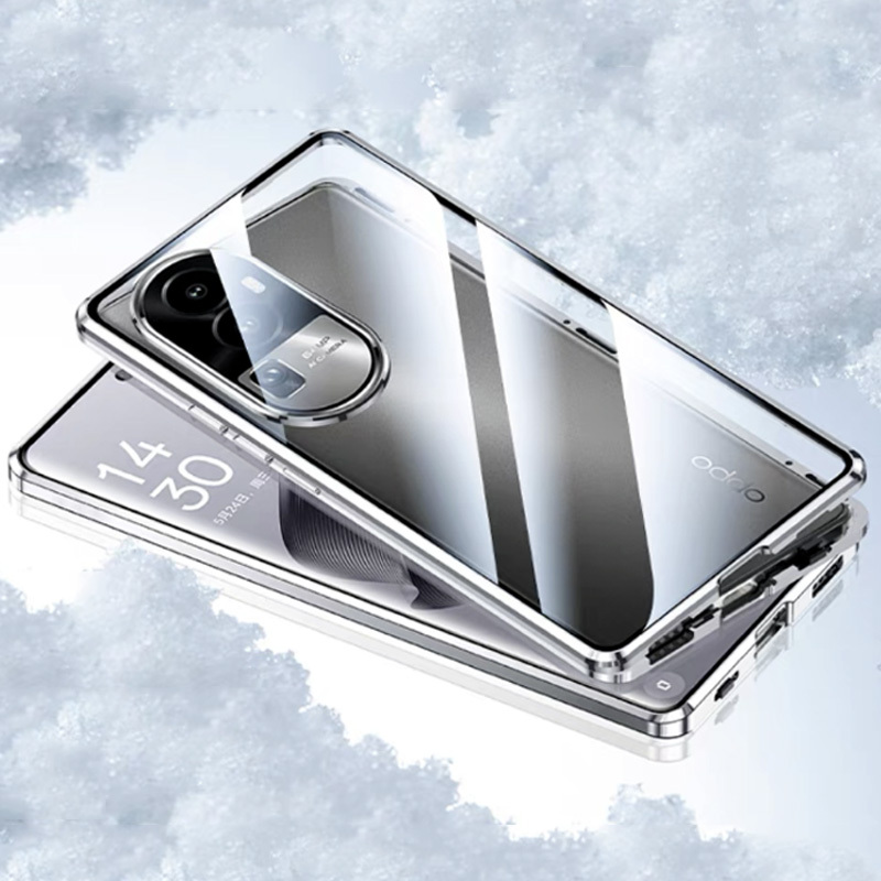 可波 oppo reno10/10pro/pro+手机壳磁吸带卡扣金属双面全包保护套防摔