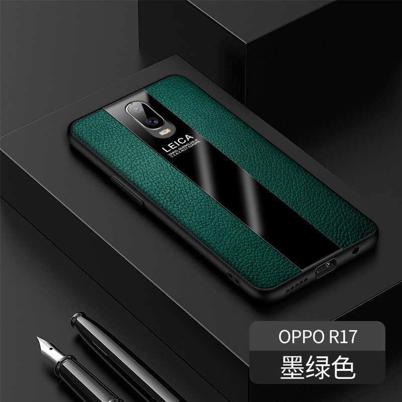 [送膜]高铭宣 oppor17手机壳17pro保时捷皮套oppo r15防摔硅胶r15梦境版全 OPPOr17[墨绿色]