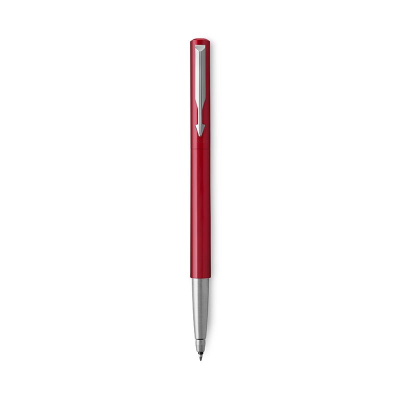 派克PARKER 签字笔 威雅红色胶杆宝珠笔 学生办公通用日常书写拔帽式佩戴0.7mm黑色水性宝珠笔芯