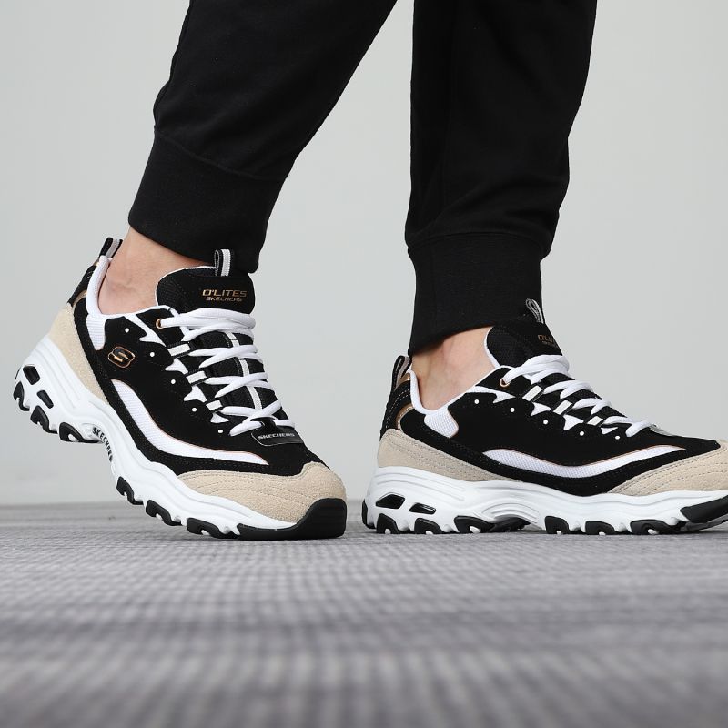 Skechers/斯凯奇熊猫鞋男鞋新款复古运动厚底老爹鞋休闲鞋666114-BKGD ZP高清大图