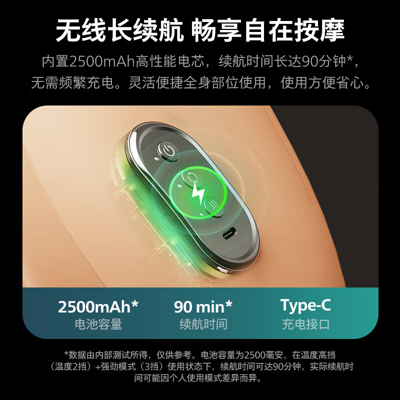 飞利浦 腰部按摩器 办公室按摩靠枕 肩腿背部按摩仪器揉捏热敷便携轻薄款[5102B]高清大图