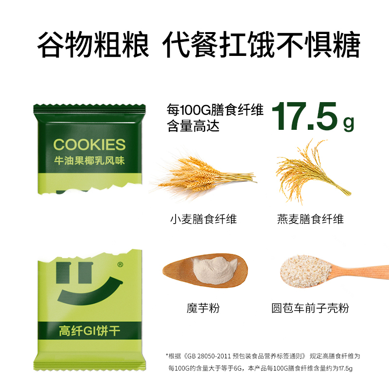轻食兽 BEAST 高纤GI饼干(牛油果椰乳)168g(24g*7)8盒
