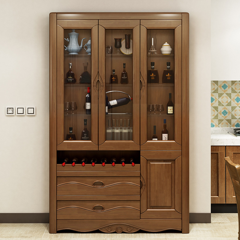 寻木匠中式实木酒柜现代简约客厅家用厨房储物柜落地靠墙餐厅隔断柜