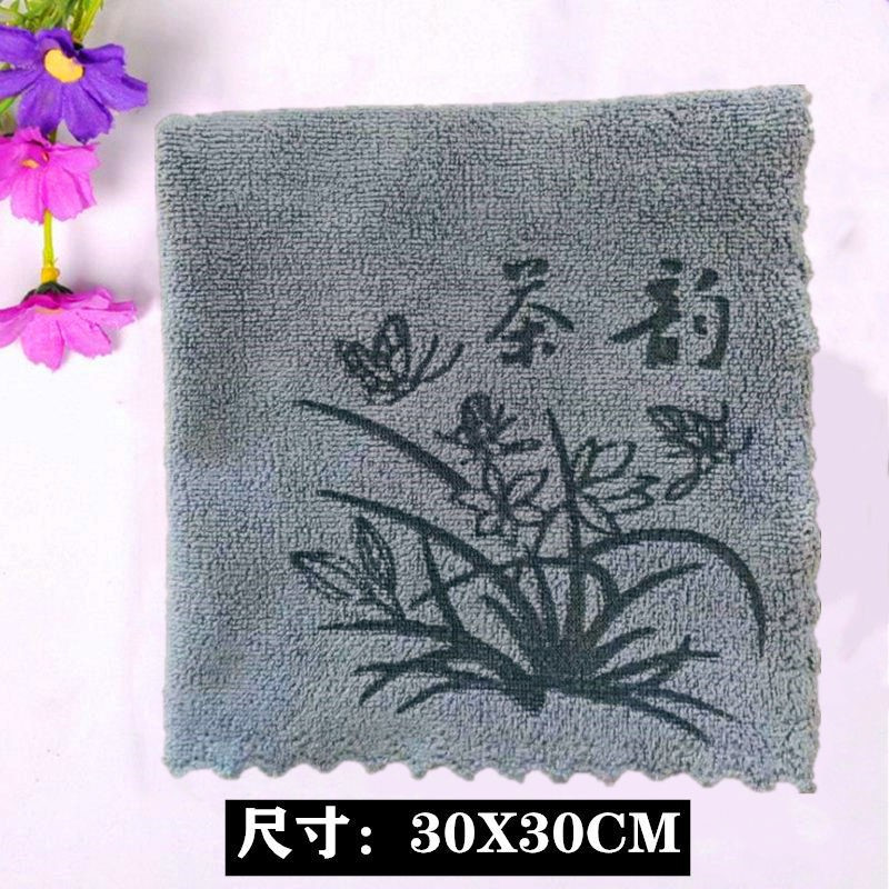 茶韵灰色30X30尺寸/一条装 茶巾加厚强吸水茶抹布茶垫茶桌配件功夫茶清洁抹布茶台毛巾茶水巾