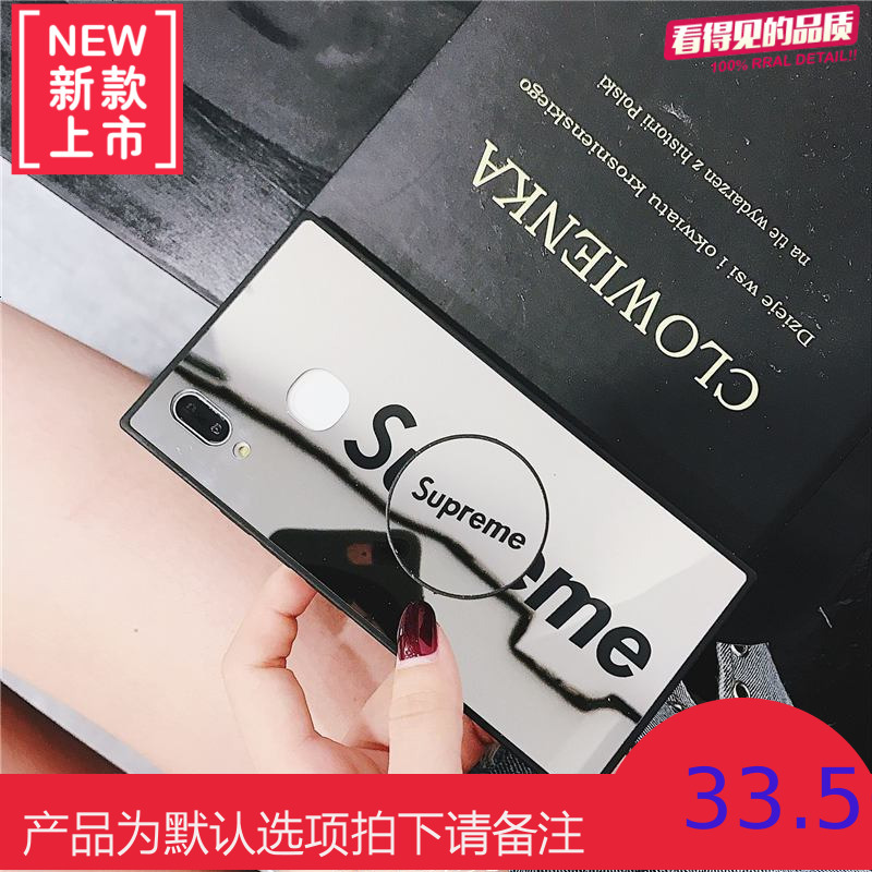 抖音潮牌镜面vivox20手机壳x9s/plus气囊支架全包x21方形壳x9女款