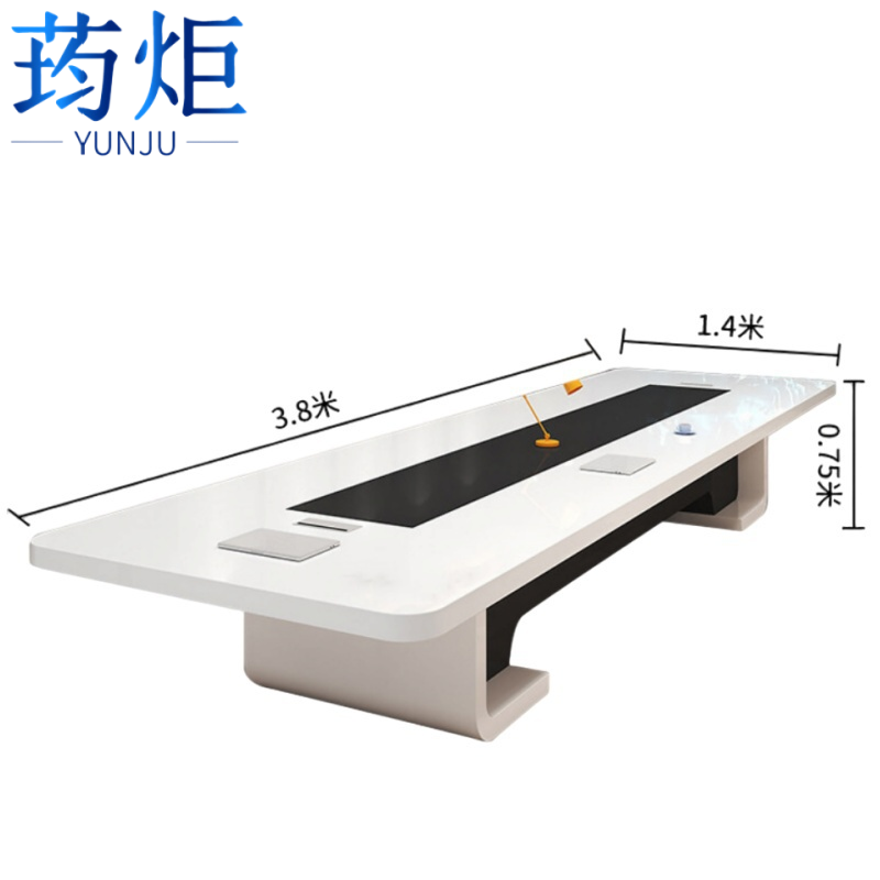 荺炬洽谈办公桌3.8*1.4m张高清大图