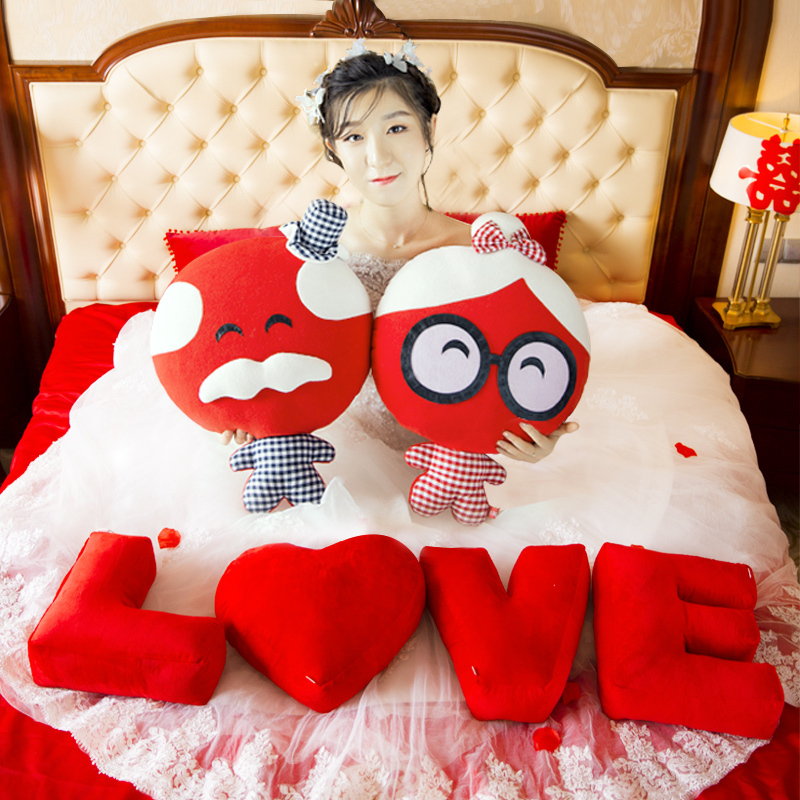 压床娃娃一对结婚新款创意结婚婚房喜娃娃新婚庆公仔情侣抱枕