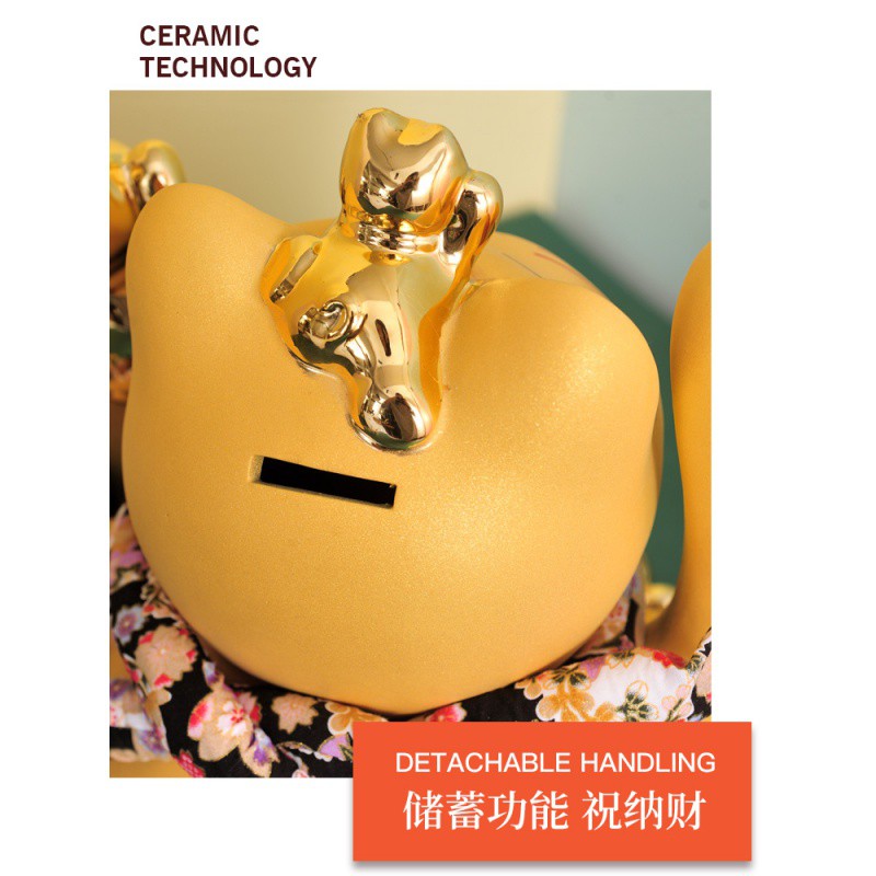 摇手猫自动招手金色发财猫家居店铺开业礼品收银台摆件存钱罐 三维工匠 暴富猫(摇手+存钱)猫高清大图