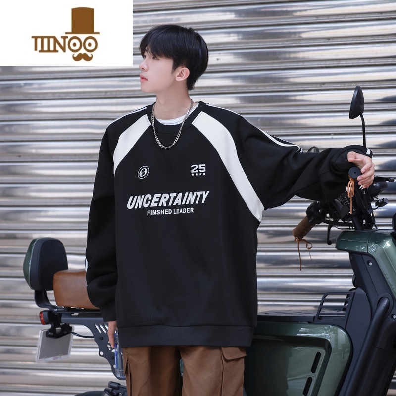 YANXU圆领卫衣男2023新款复古小众情侣街头vibe嘻哈运动情侣上0高清大图