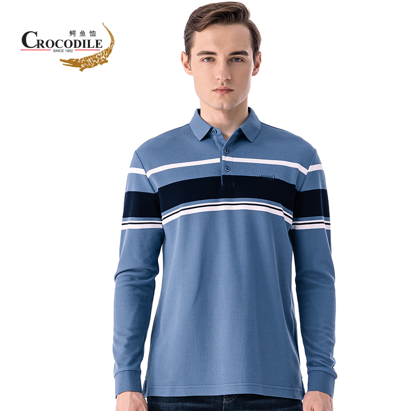 鳄鱼恤crocodile秋季新品男装时尚舒适条纹长袖polo衫顺丰发货ba53505