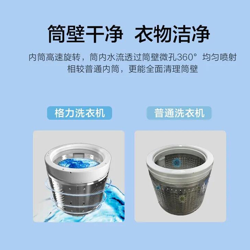 格力(GREE)波轮洗衣机全自动10公斤智能预约脱水桶自洁二级能效家用洗衣机小清星系列 珍珠黑 XQB100-01Ga2