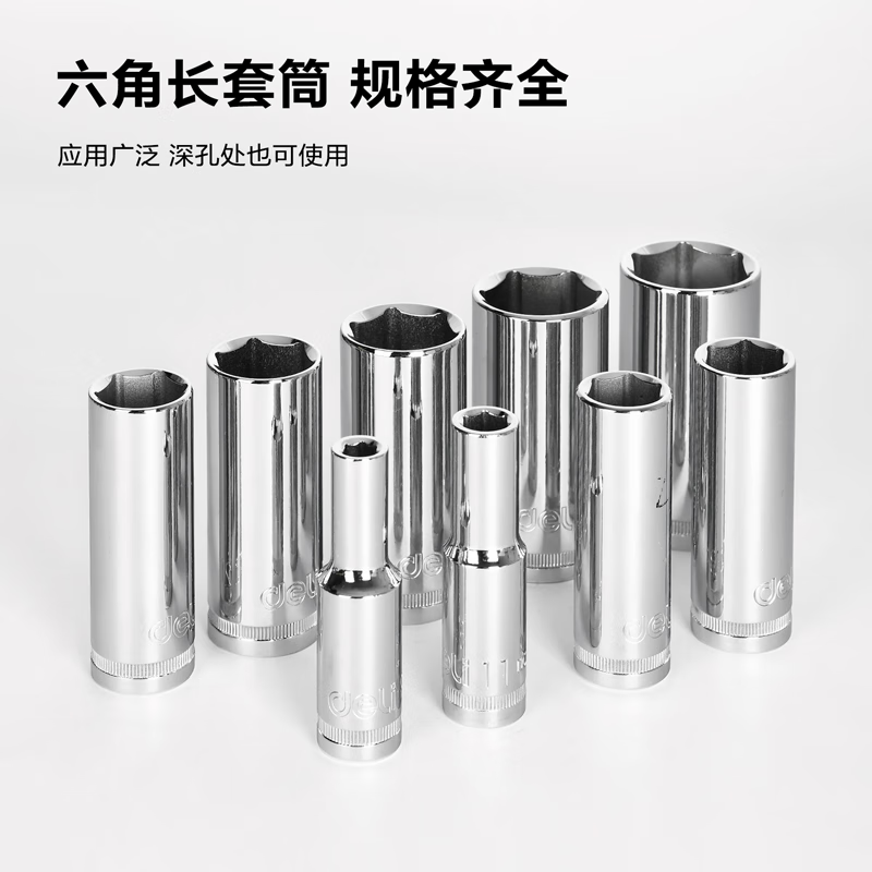 得力(终保)12.5mm系列六角套筒(银)32mm[DQ4032]高清大图