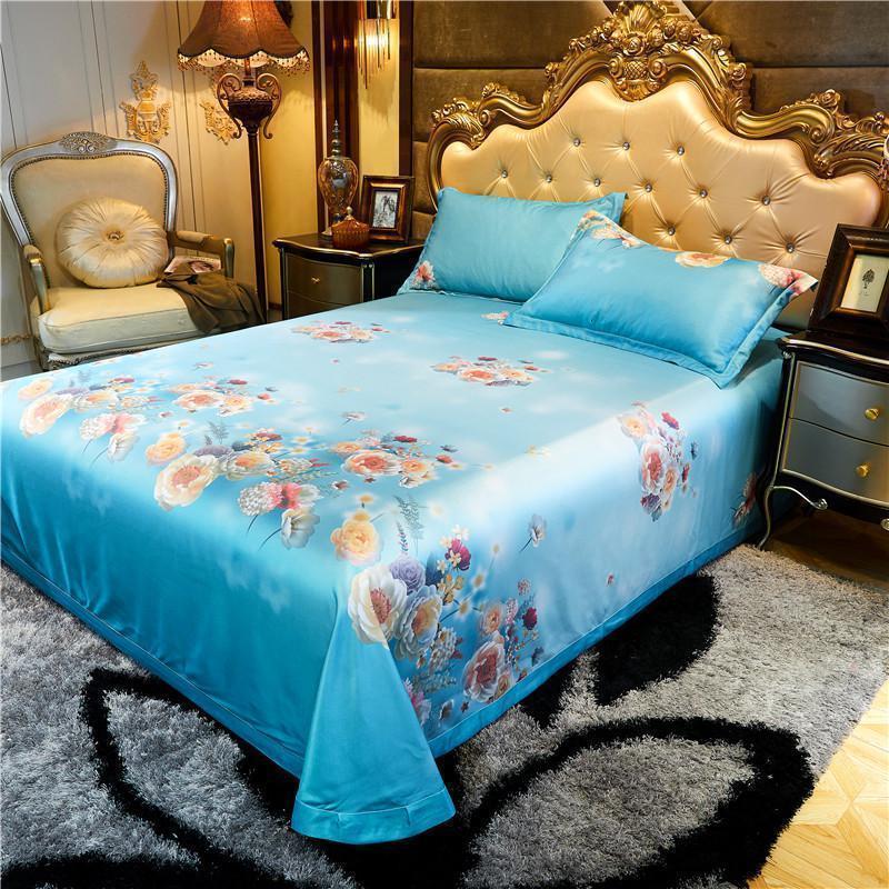 家柏饰(CORATED)夏季三件套冰丝凉滑床单凉席1.8m1.5床2.0米可水洗机洗折叠 静花熙缘蓝/裸睡天然竹纤维，柔滑凉爽，抑菌防螨 1.5m（5英尺）床