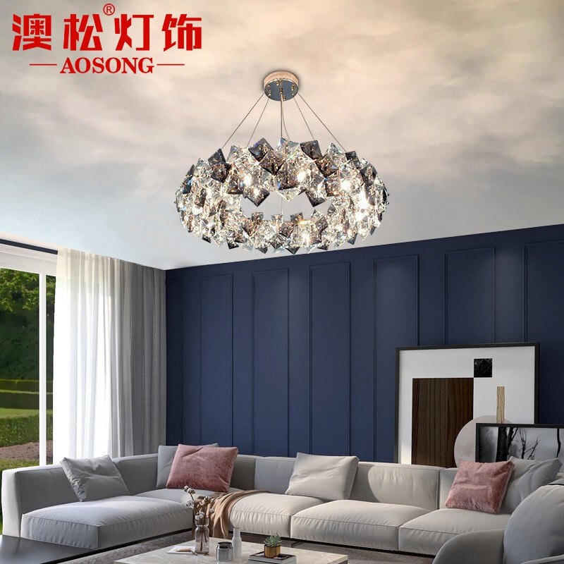 澳松 后现代轻奢水晶吊灯时尚简约客厅灯个性创意餐厅卧室别墅会所灯具