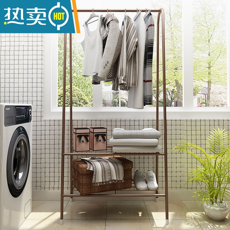 敬平衣架落地家用挂衣架卧室内衣帽架简易晾衣架衣服架子多功能置物架 升级款(白色)高清大图