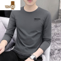 YANXU高品质长袖T恤男秋季2022新款打底衫男士内搭冰丝圆领上衣服 5XL建议170-190斤 9209碳灰