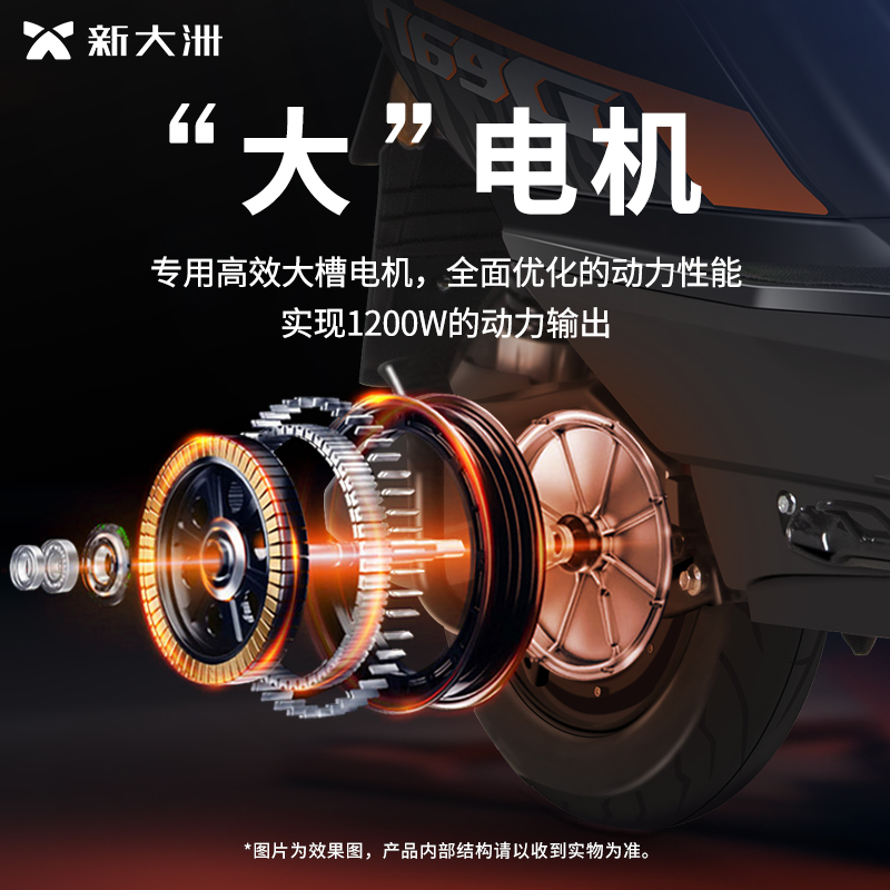 新大洲 电摩高速长续航踏板电动两轮72V32摩托车成人代步大动力电动摩托车派睿S80 钢琴黑高清大图