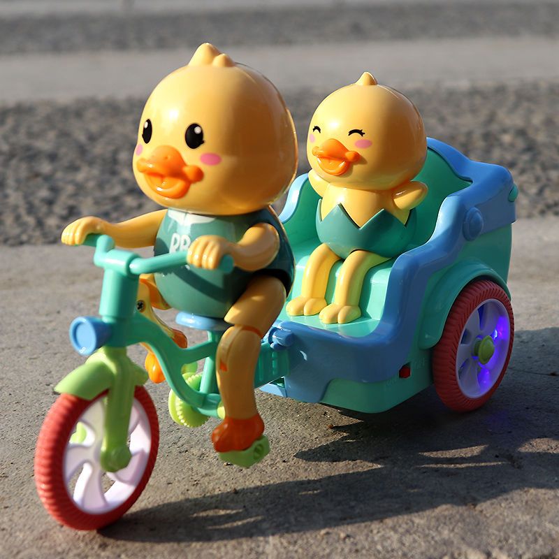 儿童电动踩三轮车玩具带音乐灯光卡通男女孩旋转技车视频