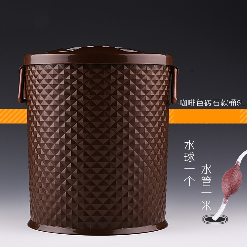 塑料茶渣桶茶盘茶道零配茶具茶艺垃圾桶茶水桶过滤茶桶-6升砖石款(咖啡色)水管水球一米