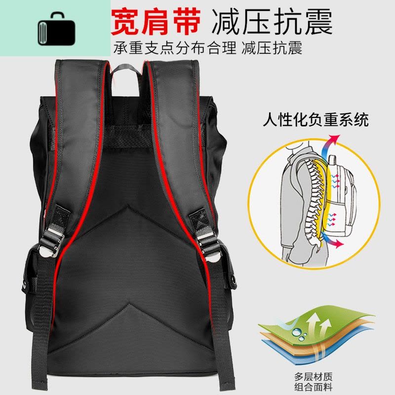 男士双肩包时尚潮流大容量旅行大学生书包简约电脑包潮牌休闲背包NEW LAKE 黑色(学院风A款)图片