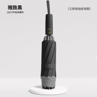 旭晴新款280T碰击布马卡龙纯色反光条安全10骨自动反向雨伞 雅致黑