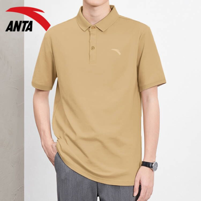安踏男士短袖t恤男2021新款纯色上衣男装旗舰速干翻领polo衫