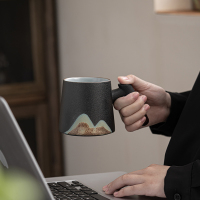 苏氏陶瓷(SUSHI CERAMICS)办公杯手绘釉画彩千里江山聚财茶隔水杯陶瓷内胆过滤中国风礼盒装