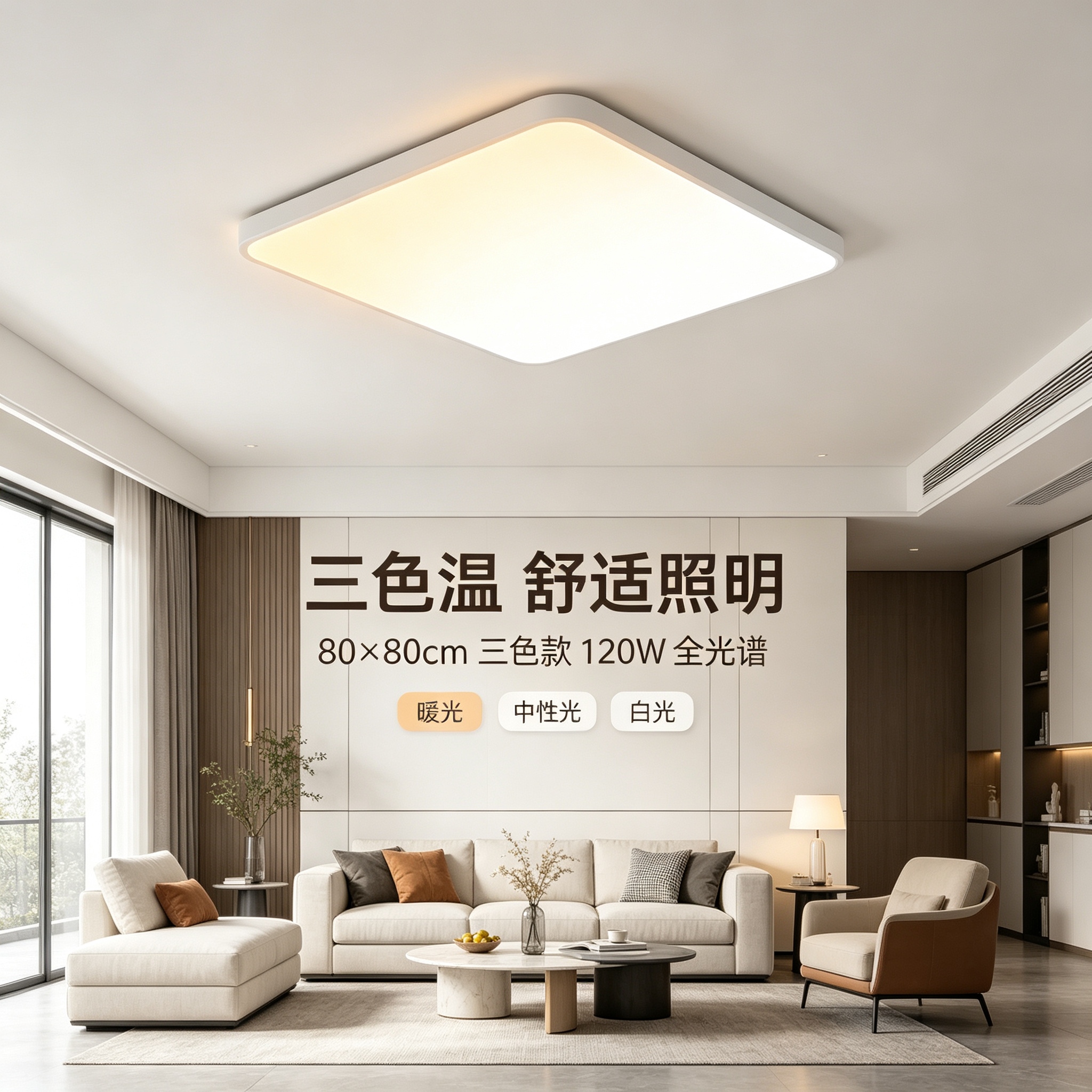 JOM嘉美照明 JOM-SF120W led吸顶灯 800*800*50 单位:个 白色高清大图