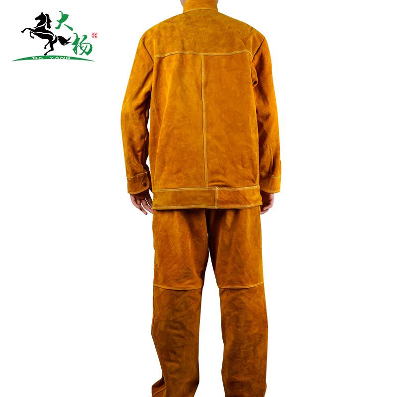 大杨牛皮电焊服套装 焊接阻燃防护服焊工劳保服 865 /套高清大图