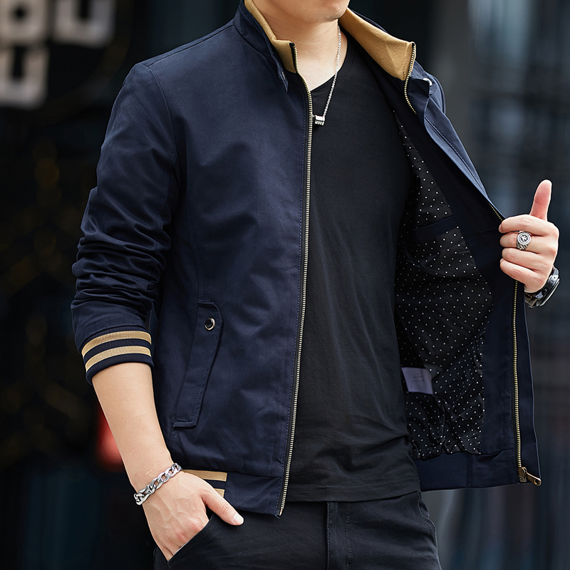 值得男装季外套男宽松休闲上衣2021年新立夹克韩版潮流防风服_67 蓝色 L
