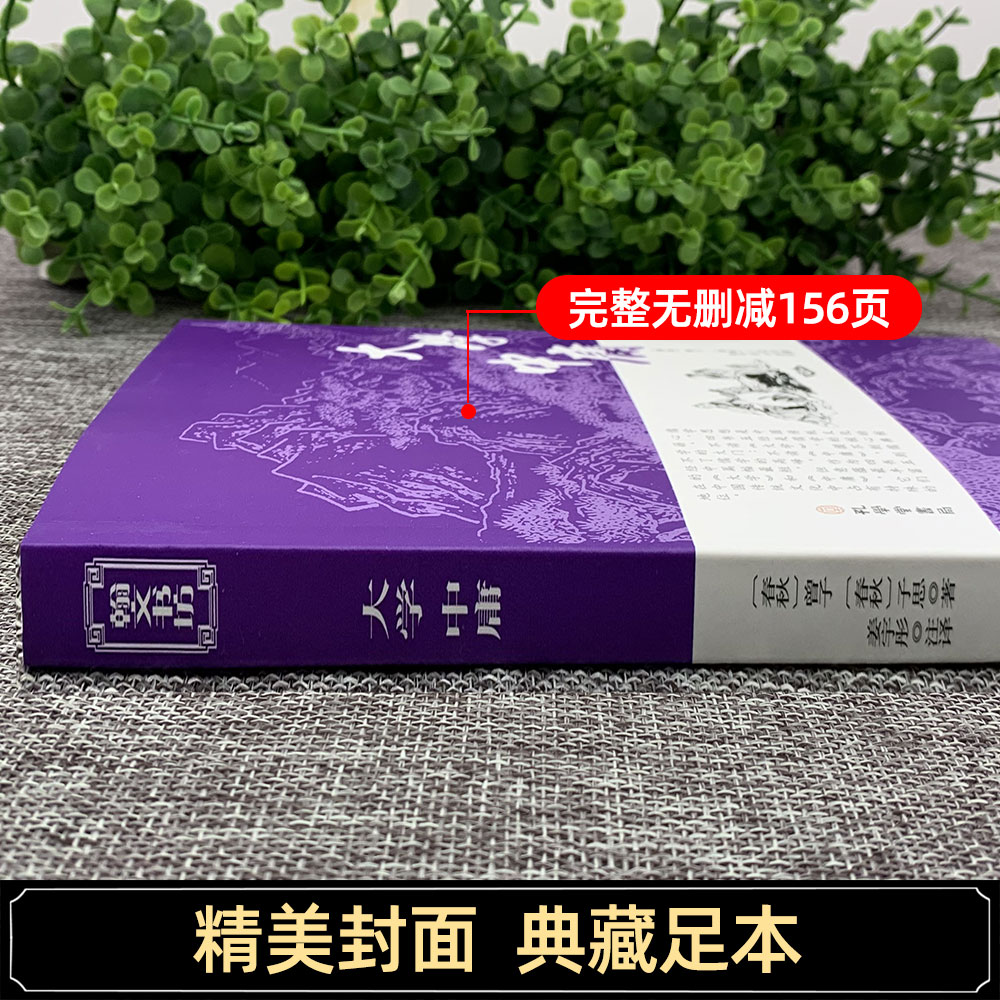 [正版]大学中庸书籍 经典国学书籍全套诵读本原版译注音版学生青少年四书五经中国古典文学名著无删减 初中高中生论语孟子道高清大图