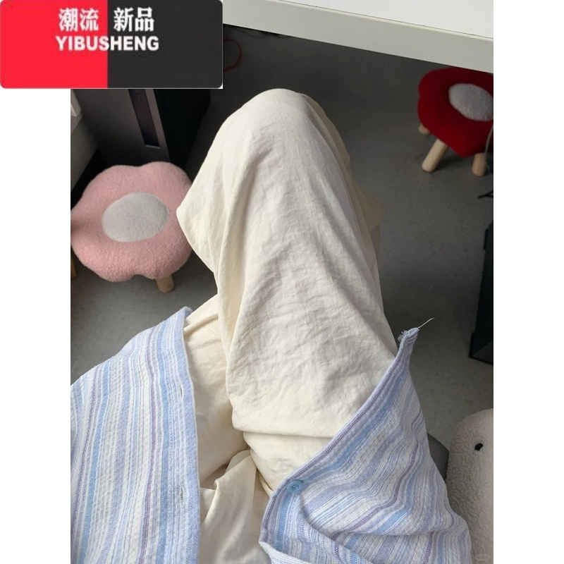YIBUSHENG凉感奶芙山本裤女季薄款高腰垂感直筒休闲防晒拖地裤奶蓝阔腿裤