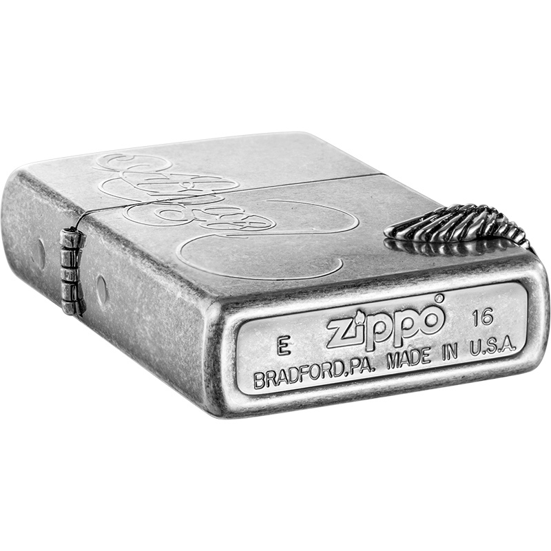 美国ZIPPO打火机 芝宝 雕刻贴章爱的天使爱心之翼爱神之翼翅膀 古银爱心天使