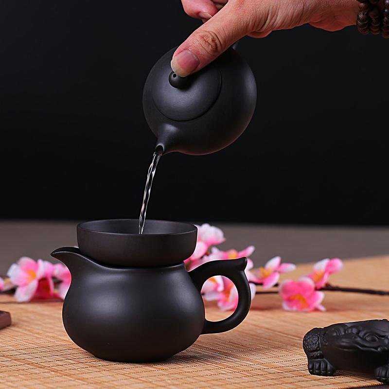 紫砂茶漏公道杯茶滤功夫茶具配件陶瓷滤器茶漏斗茶隔托倒茶过滤器 金蟾茶漏 紫色款