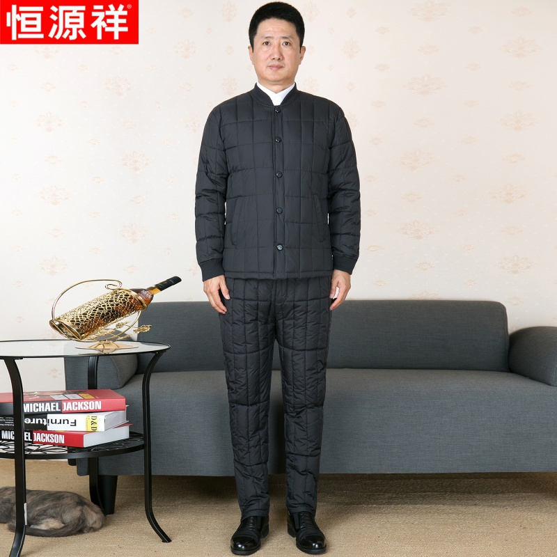 恒源祥中老年棉裤男爸爸加肥大码高腰深裆内穿保暖裤爷爷羽绒棉裤