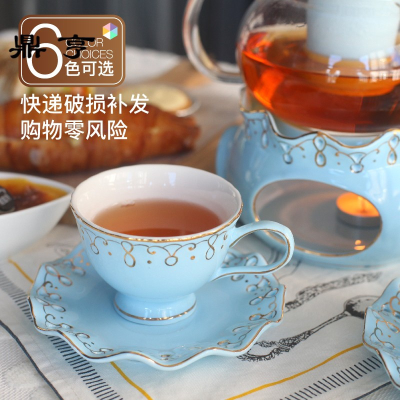 鼎亨陶瓷欧式水果花茶杯套装家用蜡烛加热底座玻璃花茶壶英式下午