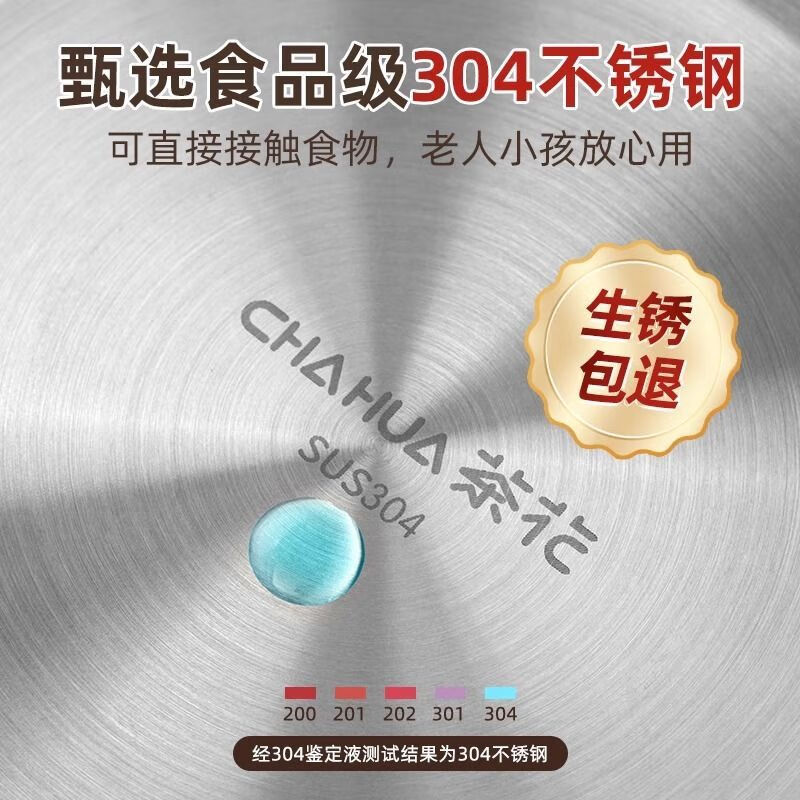 茶花304不锈钢厨房专用汤盆菜盆加厚食品级材质防摔洗菜盆面盆 20cm036109高清大图