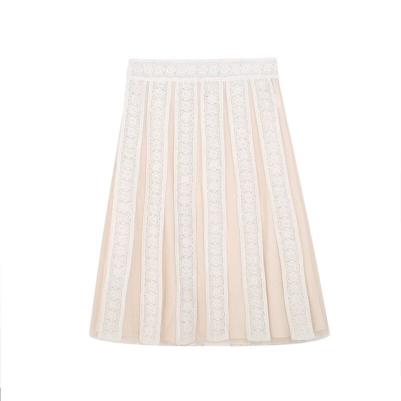 拉夏贝尔女装夏米色高腰a字裙宽松显瘦休闲半身裙仙女裙子ins