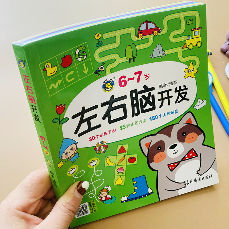 [正版]6-7岁儿童左右脑全脑思维游戏书幼儿园宝宝数学启蒙智力测试看图分类组合找不同走迷宫书幼儿早教数学图画书培养孩子专高清大图