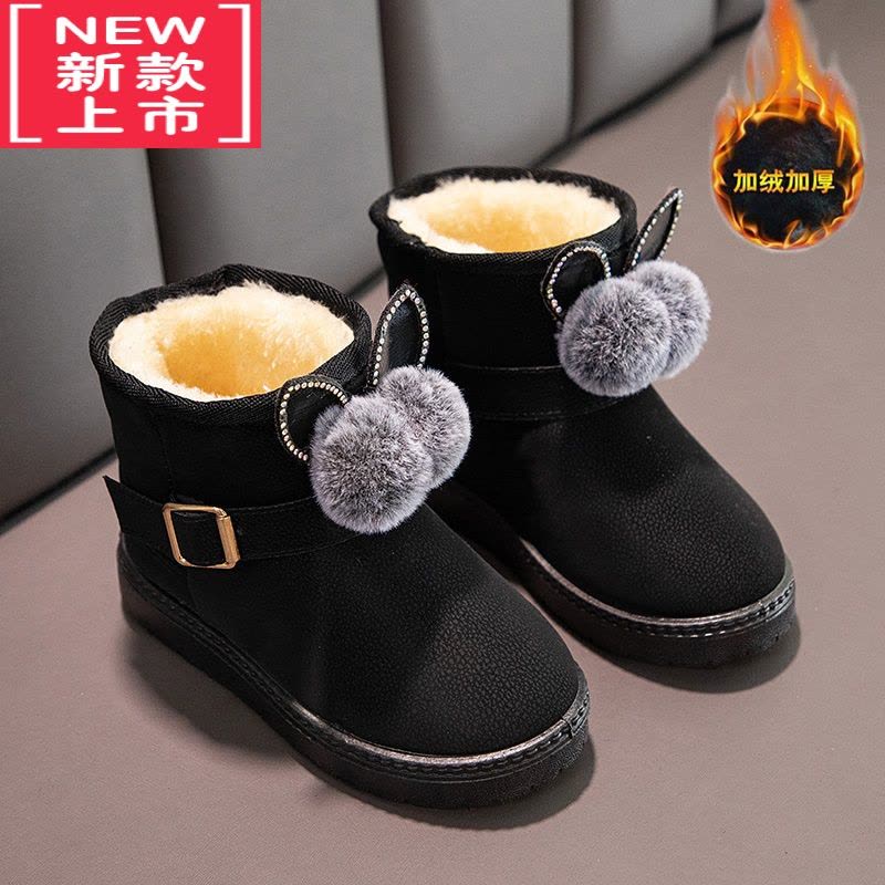 可莉允儿童雪地靴2022年冬季新款宝宝保暖棉靴加绒短靴女童防水防滑皮靴图片